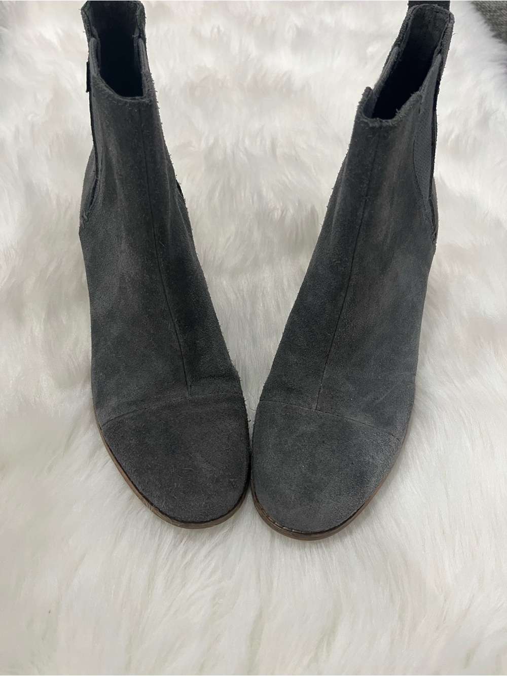 Toms Gray Suede Chelsea Ankle Booties